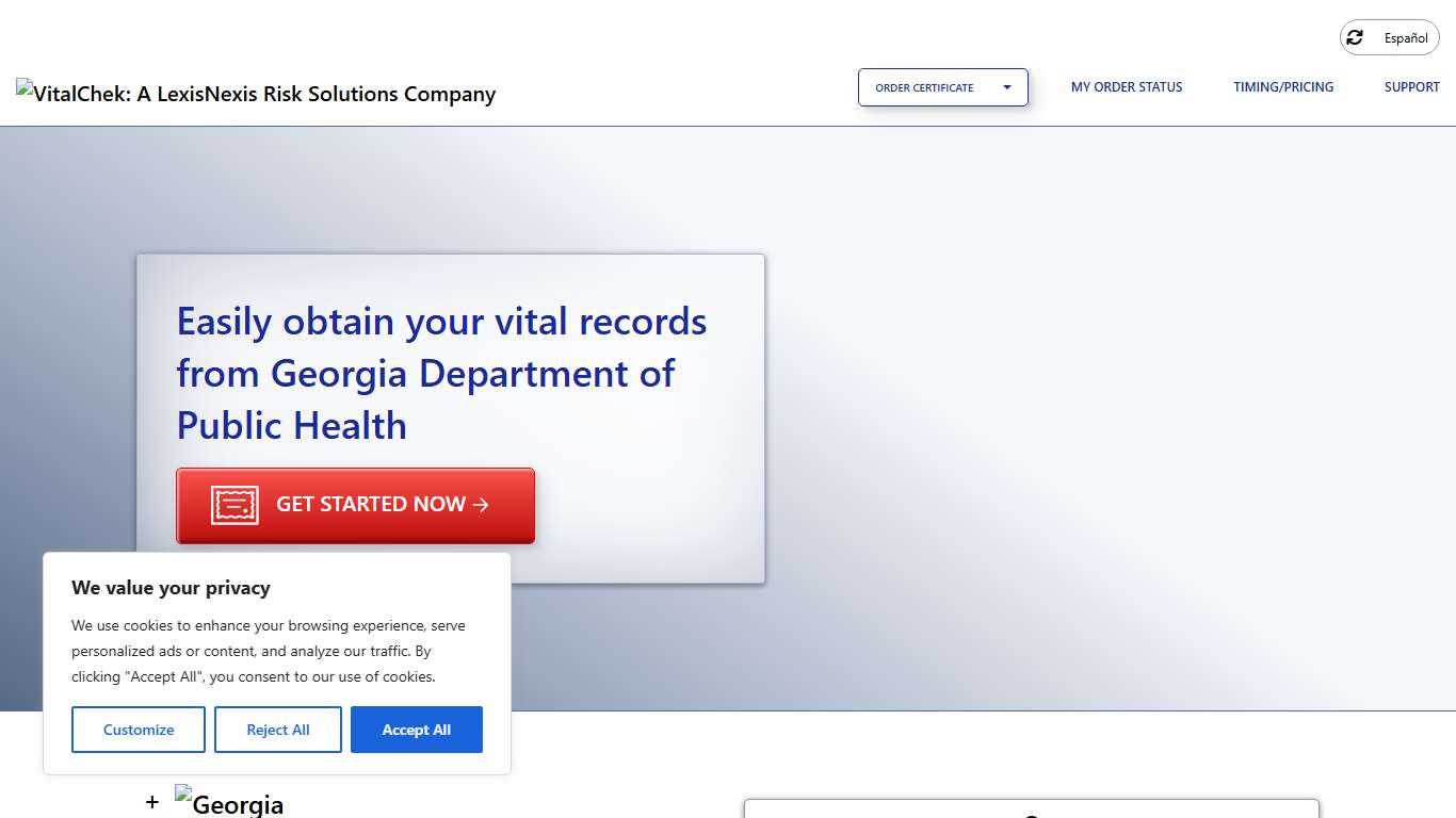 Georgia Department of Public Health (GA) Order Certificates - VitalChek