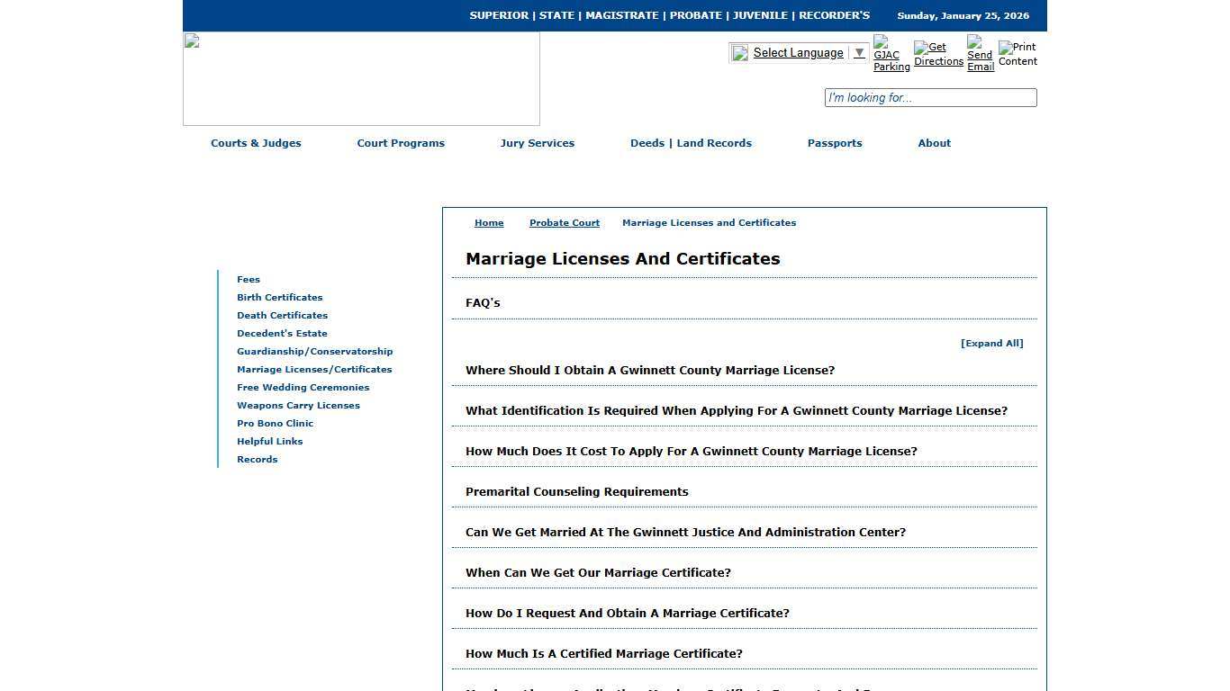 Gwinnett County Courts - Probate Court - Marriage Licenses and Certificates